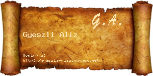 Gyeszli Aliz névjegykártya